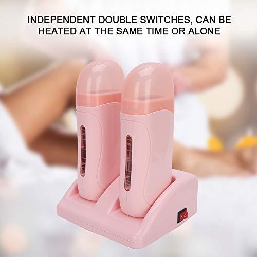 plplaaoo Wax Warmer for Hair Removal, Hair Removal Wax Warmer, Professional Double Wax Heaters Hair Removal Wax Machine, Roller Waxing Kit, for Women Men Hair, Eyebrow, Facial, Armpit(US-110V), wax warmer