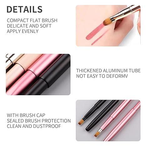 YAFIYGI YAFIYGI Lip Brush for Lipstick and 3Pcs Silicone Lip Applicator Reusable Retractable Lip Liner Brushes Retractable Lip Brush Applicators Flat Lipstick Gloss Creams Portable with Cap for Women