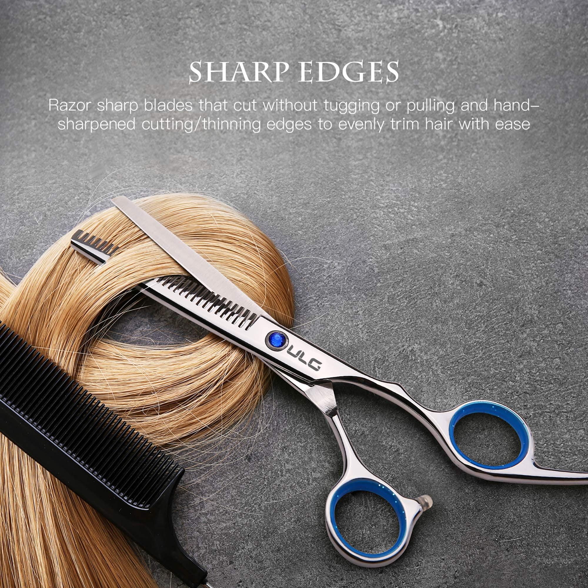 ULG Hair Cutting Scissors Thinning Shears Kit ULG Professional Barber Hairdressing Texturizing Salon Razor Edge Scissor Japanese Stainless Steel 6.5 inch