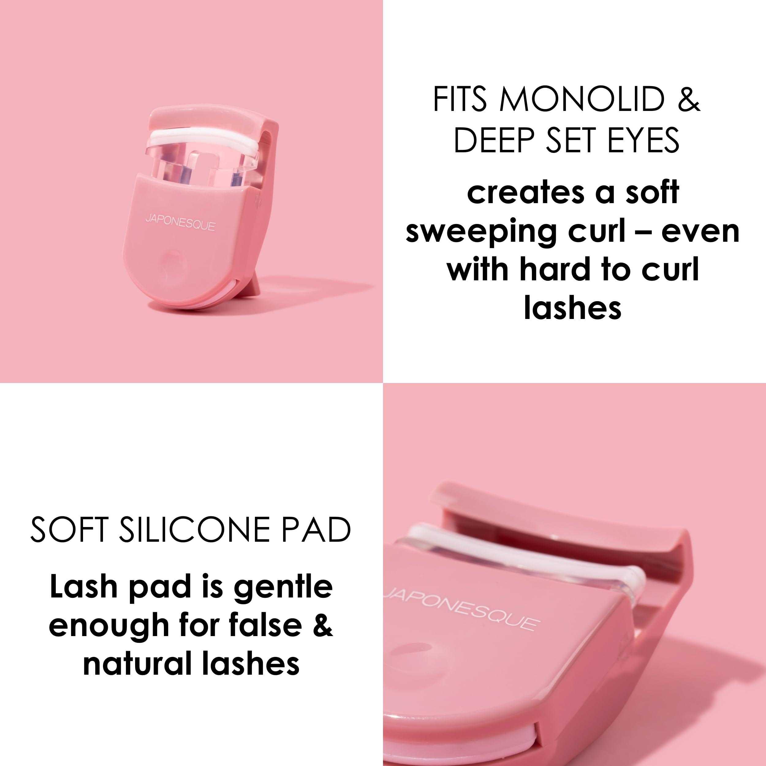 JAPONESQUE JAPONESQUE Travel Eyelash Curler, Pink - Plastic Eyelash Curlers for Travel Makeup, Go Curl Lash Curler with Bonus Replacement Lash Pad - 1 Pack