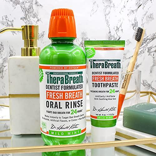 TheraBreath TheraBreath Fresh Breath Dentist Formulated 12-Hour Toothpaste, Mild Mint, 4 Ounce (Pack of 2), Packaging may vary
