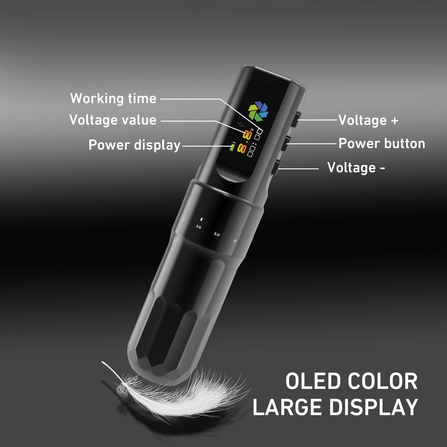 YILONG 20pcs Tattoo Neddles Upgrade and F3 Rotary Tattoo Pen Machine with 2PCS 2000mAh Batteries