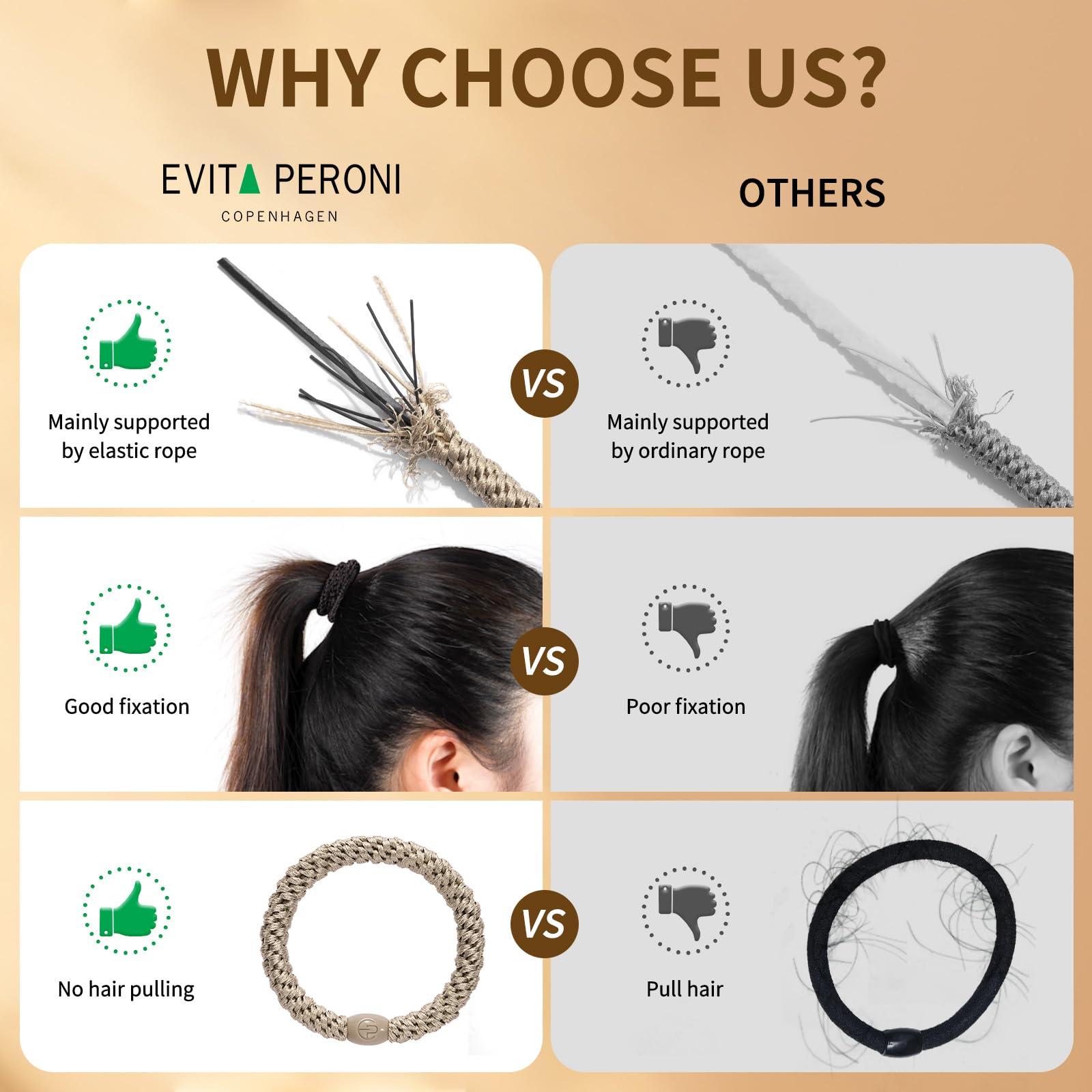 EVITA PERONI EVITA PERONI 12 Pcs Hair Ties Hair Bands for Thick and Curly Hair Ponytail Holders High Elastics No Damage No Crease Hair Accessories for Women and Girls (Black, Brown, Orange, Apricot)