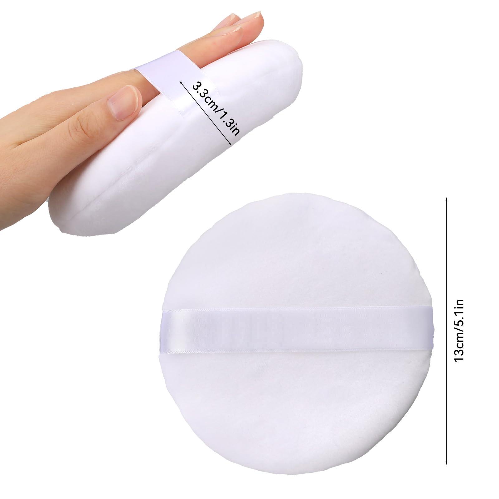 Mozeat Lens 5 Large Powder Puff for Face Powder, 2 Pack Ultra Soft Powder Puff Washable Loose Powder Puff Round Blending Sponge Puff Setting Powder Puff Body Powder Puff for Face Makeup Loose Powder Foundation