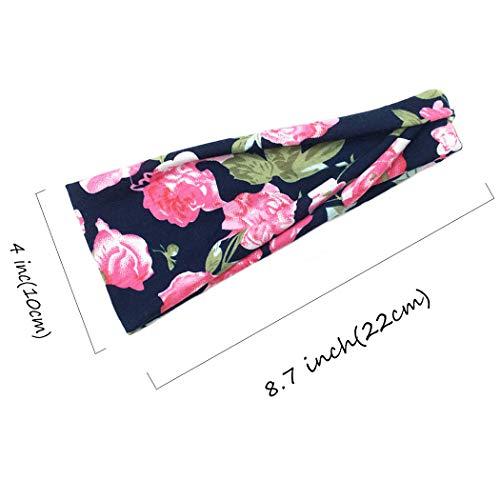 Bohend Bohend Boho Headband Wide Flower Boho Bandeau Headwear Travel Stretchy Cotton Elastic Yoga Athletic Hair Accessories for Women and Girls (C)