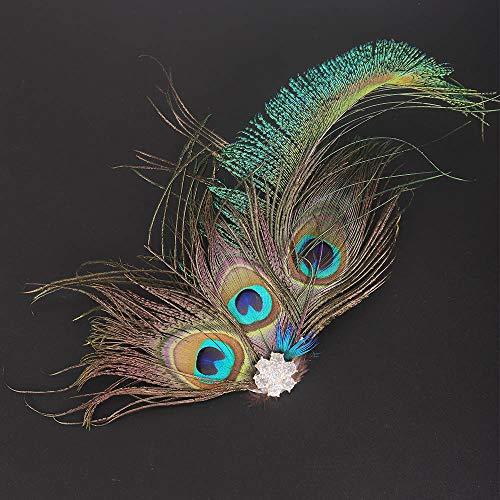 Aimimier Aimimier 1920s Flapper Peacock Feather Hair Clip Headpiece Prom Party Festival Roaring 20s Accessories for Women and Girls