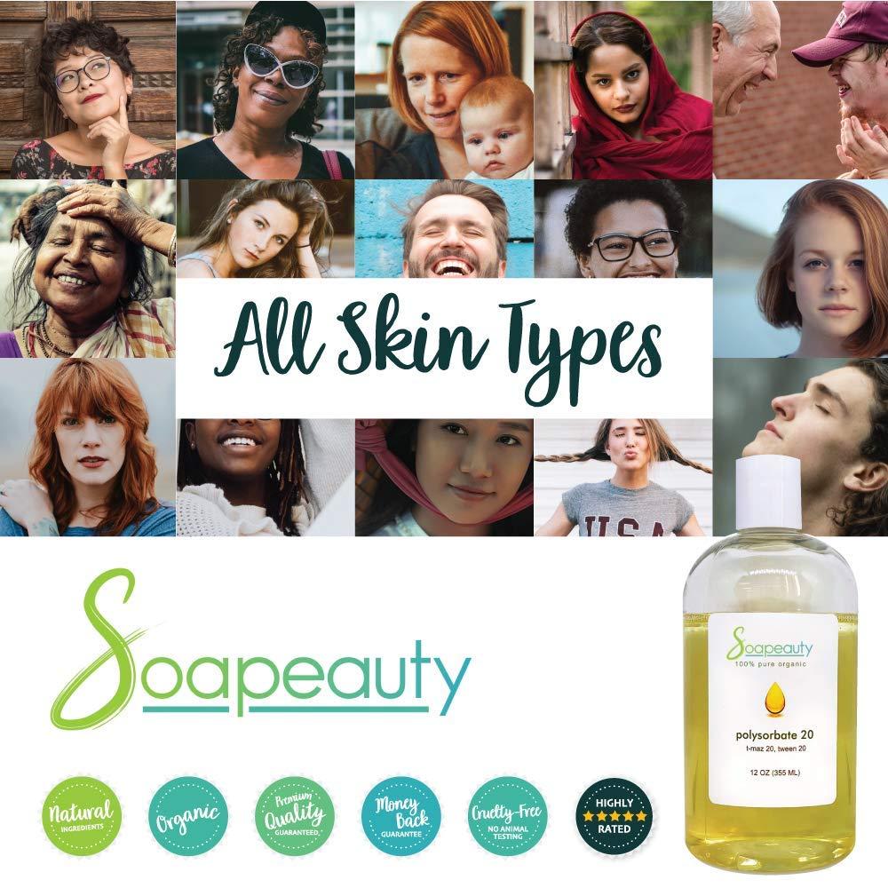 Soapeauty POLYSORBATE 20 T-MAZ 20, Tween 20 | 100% Pure Cosmetic Grade Solubilizer Surfactant & Emulsifier | (32 oz)