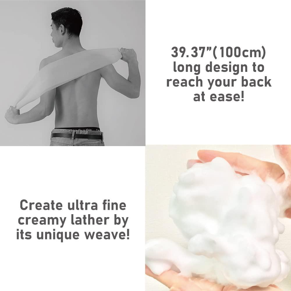 Terra Distribution Extra Rough, Exfoliating Washcloth [Made in Japan] Exfoliating Towel Special Texture Makes Fluffy Foam Lather, Back Scrubber, Dead Skin Cell Remover [Loofah for Women and Men] (2pcs Set(Red, Gray))