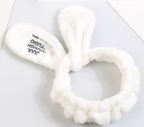 BesYouSel 9 Pieces Spa Headbands Adjustable Coral Fleece Hair Band Bunny Ears Soft Towel Hair Band Makeup Head Band Coral Fleece Head Wrap for Women Girls Washing Face Shower Sports(Blue, Black and White)