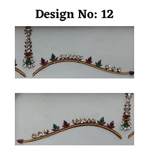 AtoZ India Cart AtoZ India Cart Decorative Bridal Bindi Women Sticker Bindi Designer Bindis Body Sticker for Bride Long Forehead Bindi Face Tattoo Stickers Bollywood Bindis Crystal Long Bindis Face Jewels (Design No.