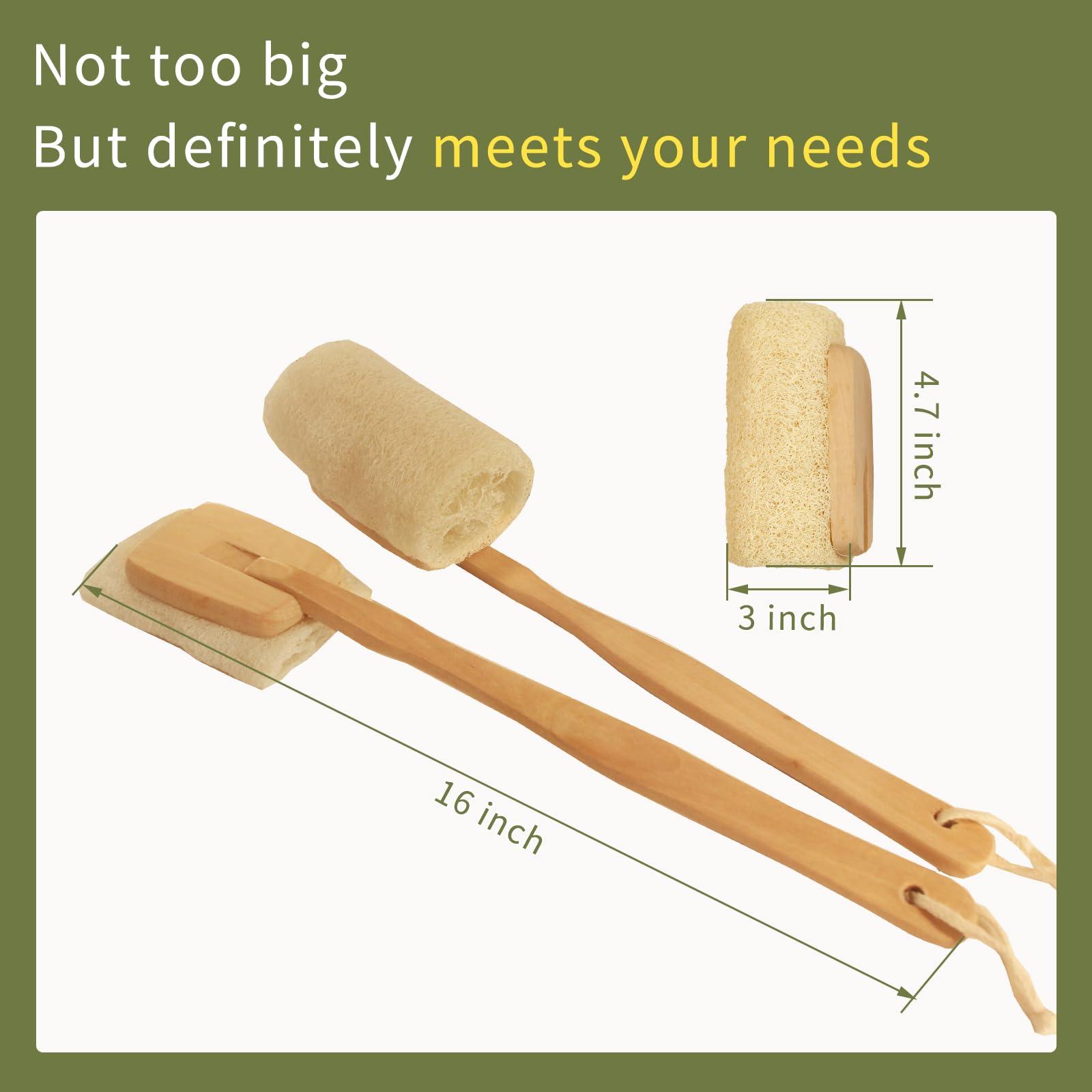 YOTDHUO Natural Loofah with Handle,Back Scrubber for Shower Exfoliating Luffa On a Stick (1Pack)