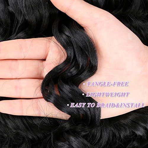 Mtmei hair Mtmei Hair Ocean Wave Crochet Hair 12 Inch 2 Packs Nature Black Deep Wave Crochet hair Deep Curly Twist Braids Water Wavy Synthetic Braiding Hair Extensions for Black Women #1B (12 Inch,2 Packs)