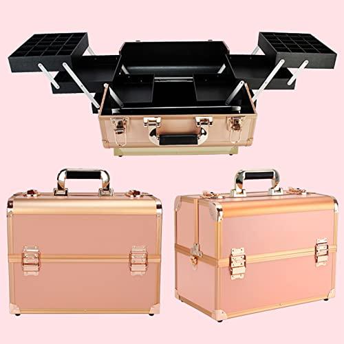 HJXGQJM Hard Shell Vanity Cases Portable Water Proof Cosmetic Travel Case, Cosmetic Case For Women Girl, Cosmetic Case With Lock,Travel Makeup Train Case, For Nail Supplies Cosmetology Case, Pink cosmetic cas