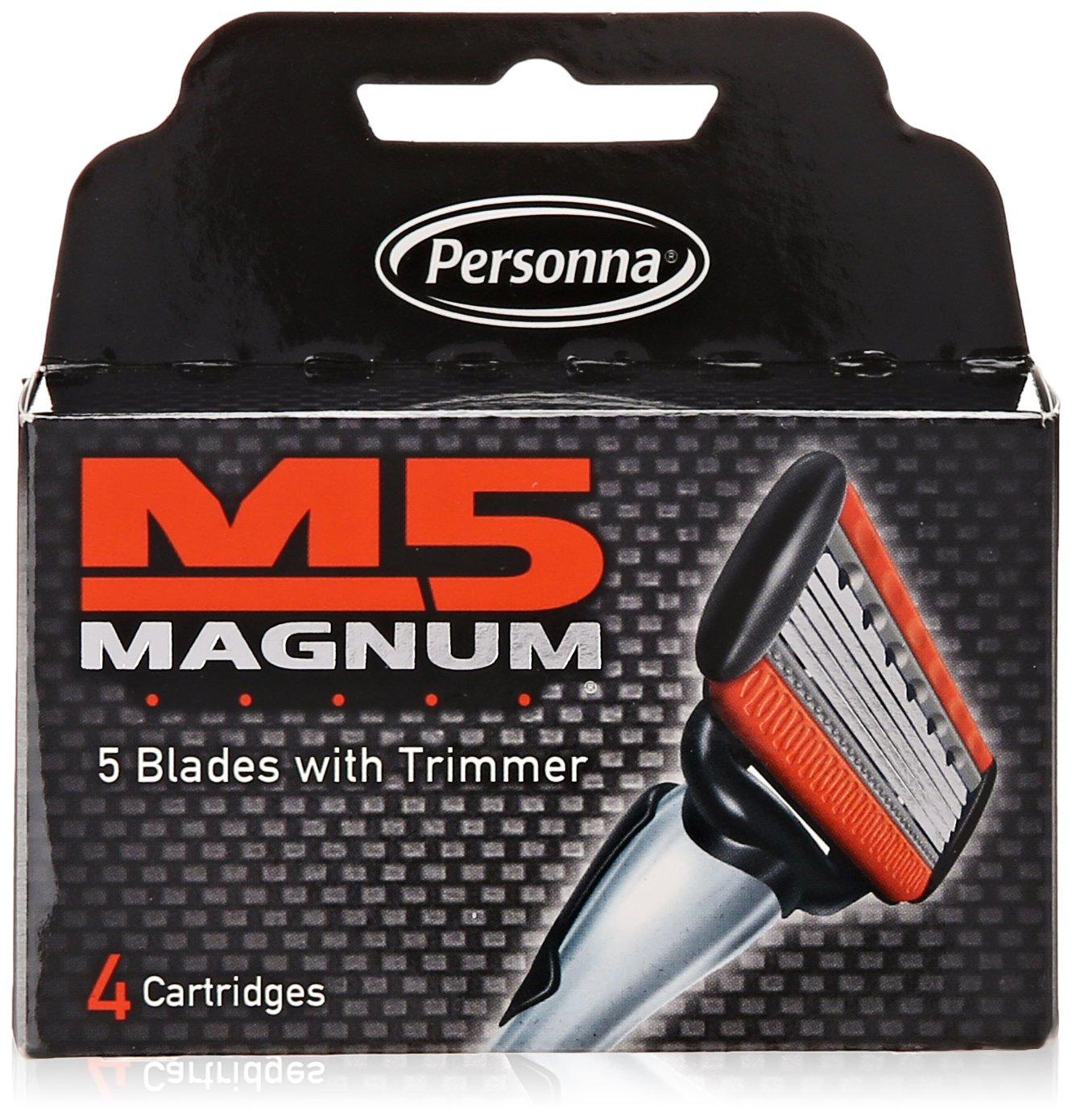 Magnum M5 M5 Magnum Razor Cartridge Blades with Trimmer, 4 Count Refill Blades (2 Pack)