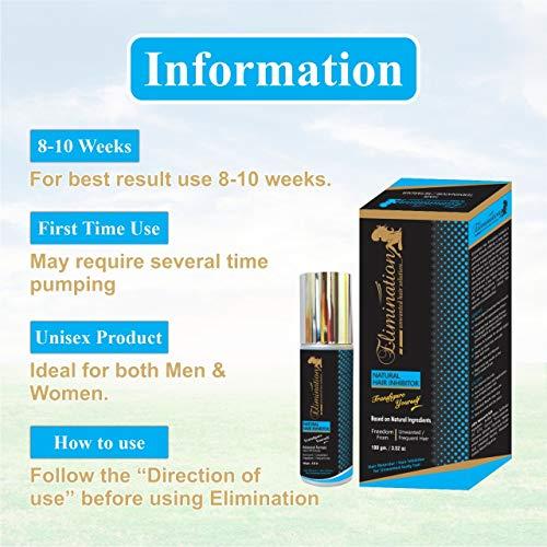 Elimination Elimination Natural Hair Inhibitor for Permanent Reduction of Unwanted Body & Facial Hair in Men & Women - Pack of 1