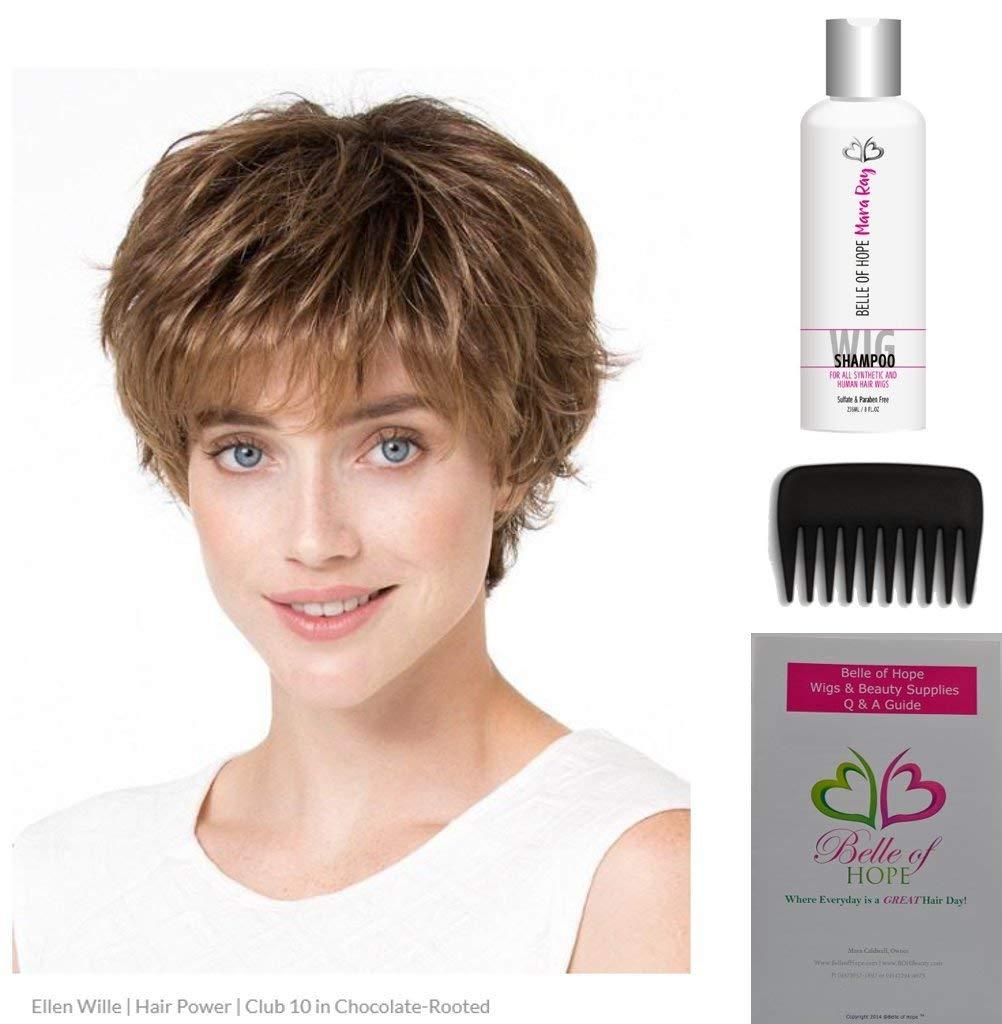 Ellen Wille Ellen Wille 4pc Bundle: Club 10 Synthetic Wig, 19 Page Q & A Guide, 8.5oz Bottle of NEW Mara Ray Wig Shampoo and a Wide Tooth Comb (Dark-Aurburn-Mx)