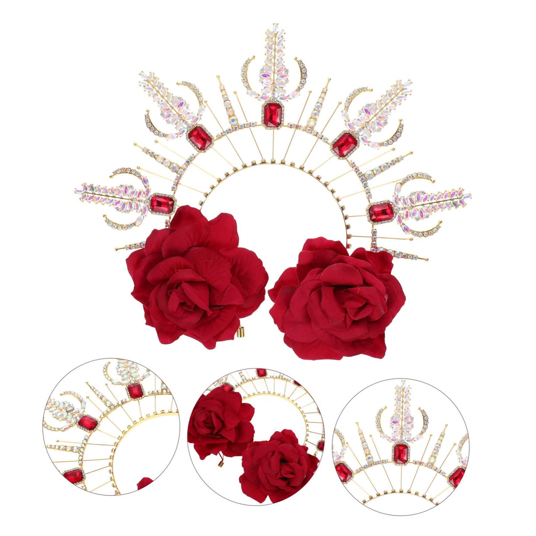 minkissy minkissy Notre Dame Headband rhinestone headbands for women headband hair accessories for women wedding roman goddess sun costume goth outfits Costume Prop Rose Greece bride Metal