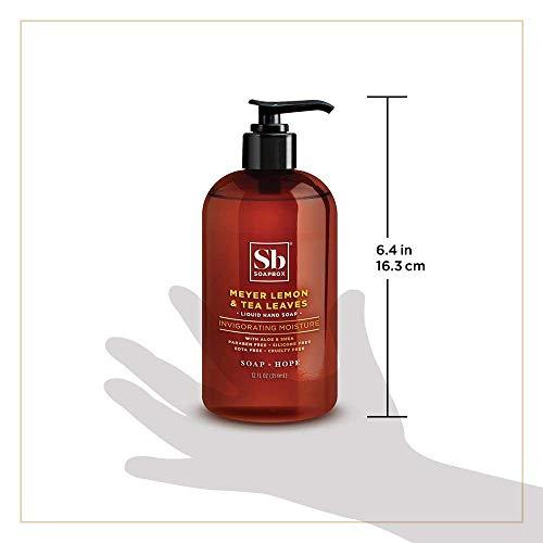 Soapbox Soapbox Liquid Hand Soap, Meyer Lemon & Tea Leaves - Gentle, Moisturizing Hand Cleanser, Vegan, Cruelty Free Hand Soap for Bathroom and Kitchen, 12oz Pump Bottles (Pack of 3)