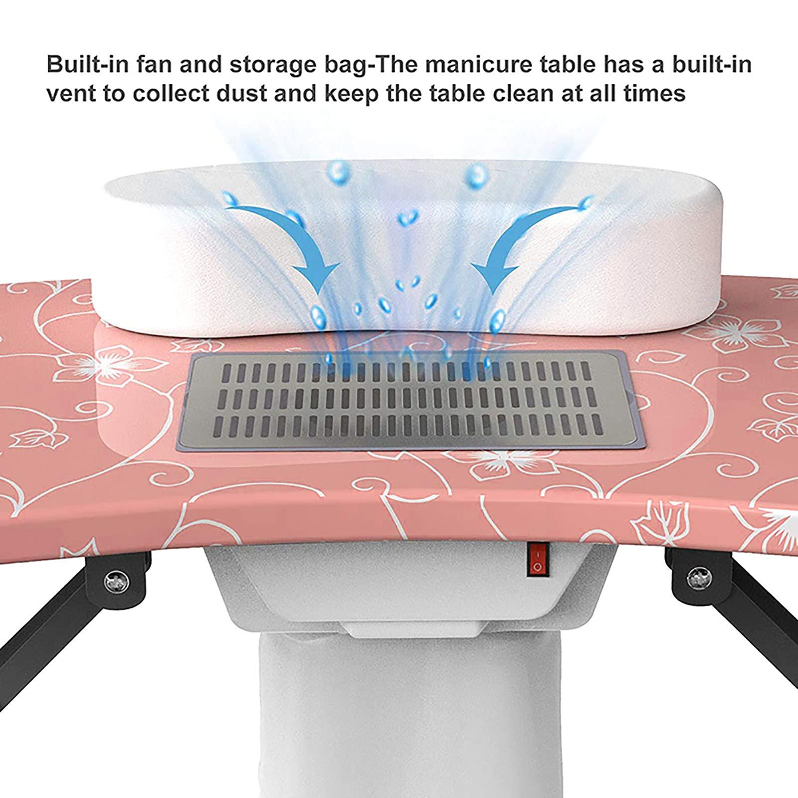 PENNY73 PENNY73 Portable Manicure Table Foldable Nail Tech Table with Drawer Wrist Rest, 4 Lockable Casters, Carrying Bag, Nail Salon Table Nail Desk Station,White