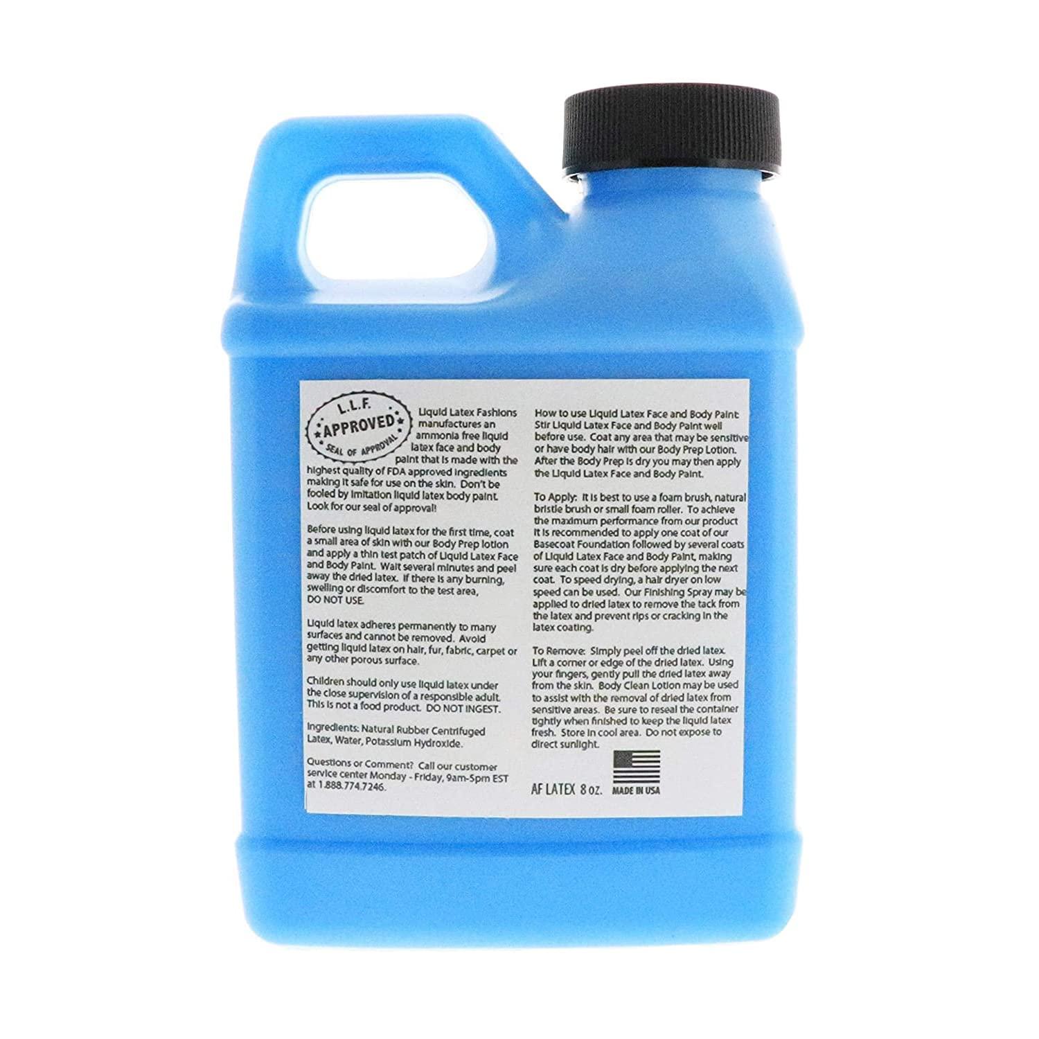 Liquid Latex Fashions Fluorescent Blue 8 Oz - Liquid Latex Face and Body Paint, Black Light UV Reactive GLOW, Ideal for Cosplay, Costumes, Concerts, Halloween and Theater, Parties!