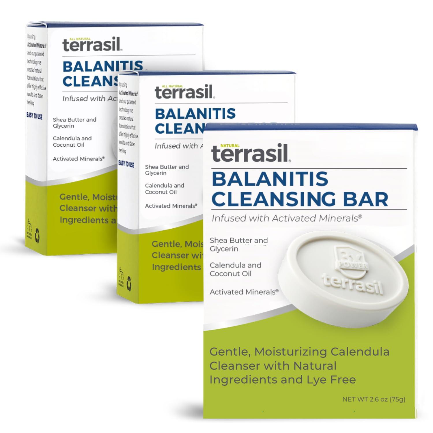 terrasil terrasil Balanitis Soap for Men, Soothing Care and Relief from Balanitis Symptoms: Irritation, Itch, Redness and Inflammation. Natural, Dermatologist tested & Hypoallergenic Soap Approved, 75g (3pk)