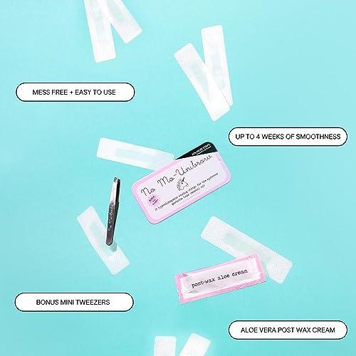 No mo-stache No Mo-Unibrow Hair Removal Waxing Kit - Waxing Strips For Eyebrows, Face, Upper Lip, and Chin - As Seen On Shark Tank - Travel Friendly Wax Strip For Face - Wax Strips and Mini Tweezers - 3 Pack