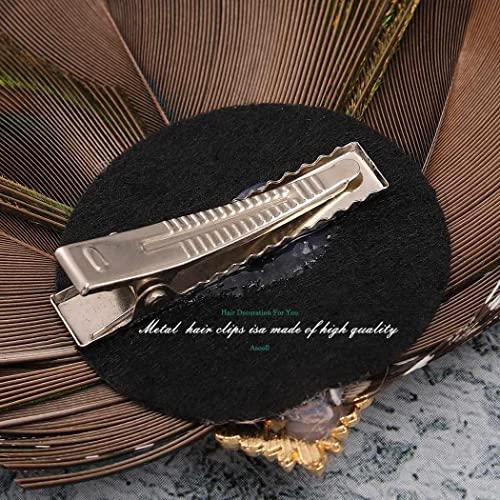 Asooll Asooll Peacock Feather Hair Clip 1920s Flapper Headpiece Great Gatsby Red Crystal Hair Jewelry Festival Costume Hair Accessories for Women and Girls