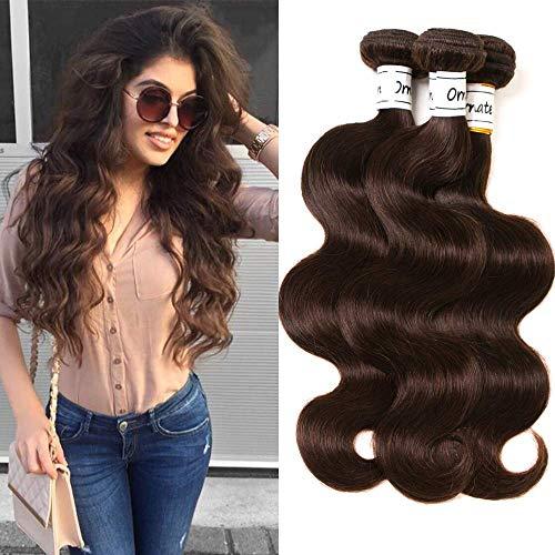 Ornate Hair Dark Brown Bundles Human Hair 3 Bundles Brazilian Body Wave Hair Extension Virgin Hair 100% Human Hair Double Weft Weave Bundles Dark Brown Color #2(14 16 18 Inch)……