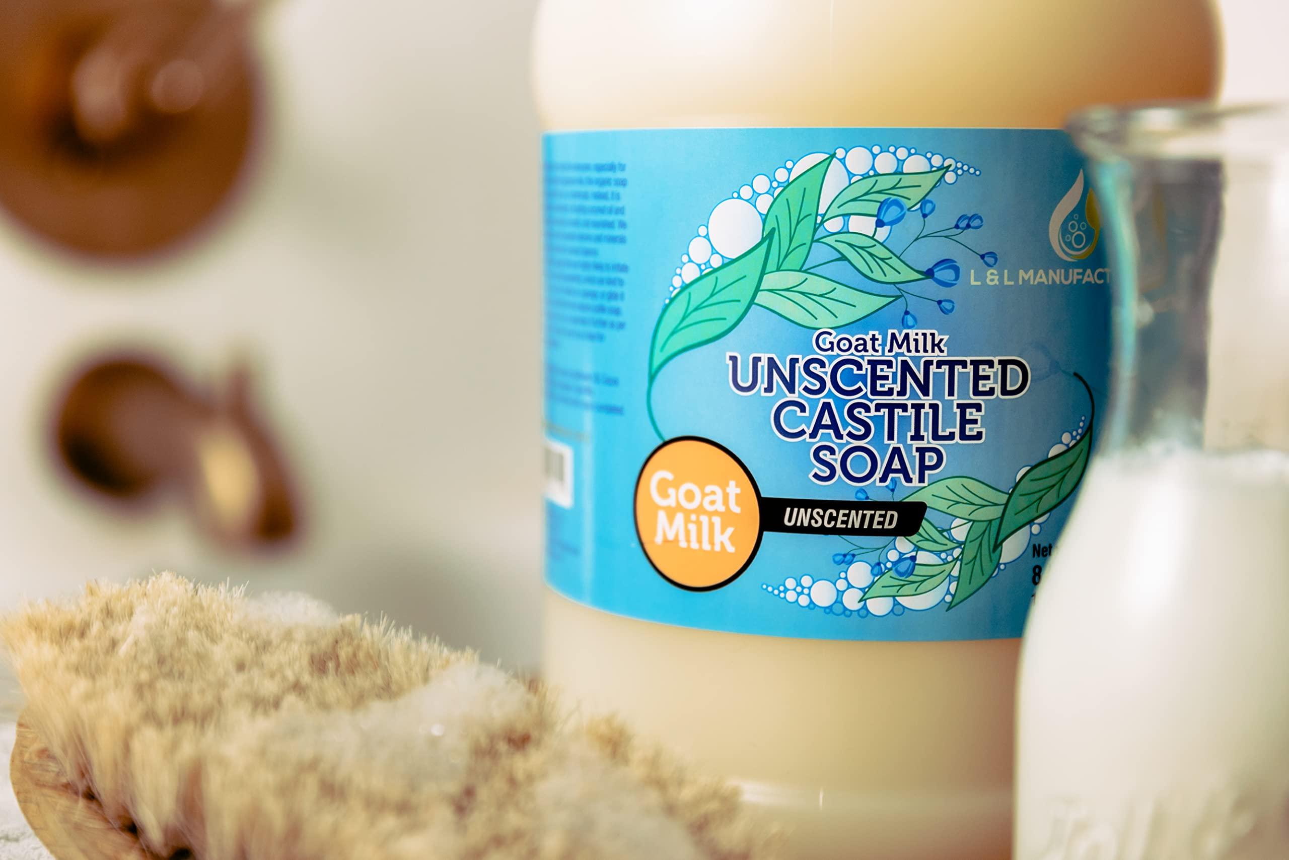 LandLSoap LandLSoap Goat Milk Unscented Pure Castile Soap Liquid for Face, Hand & Body Wash-Hand Made Soap, Vegan, Made in USA, Dry & Sensitive Skin (Half Gallon)