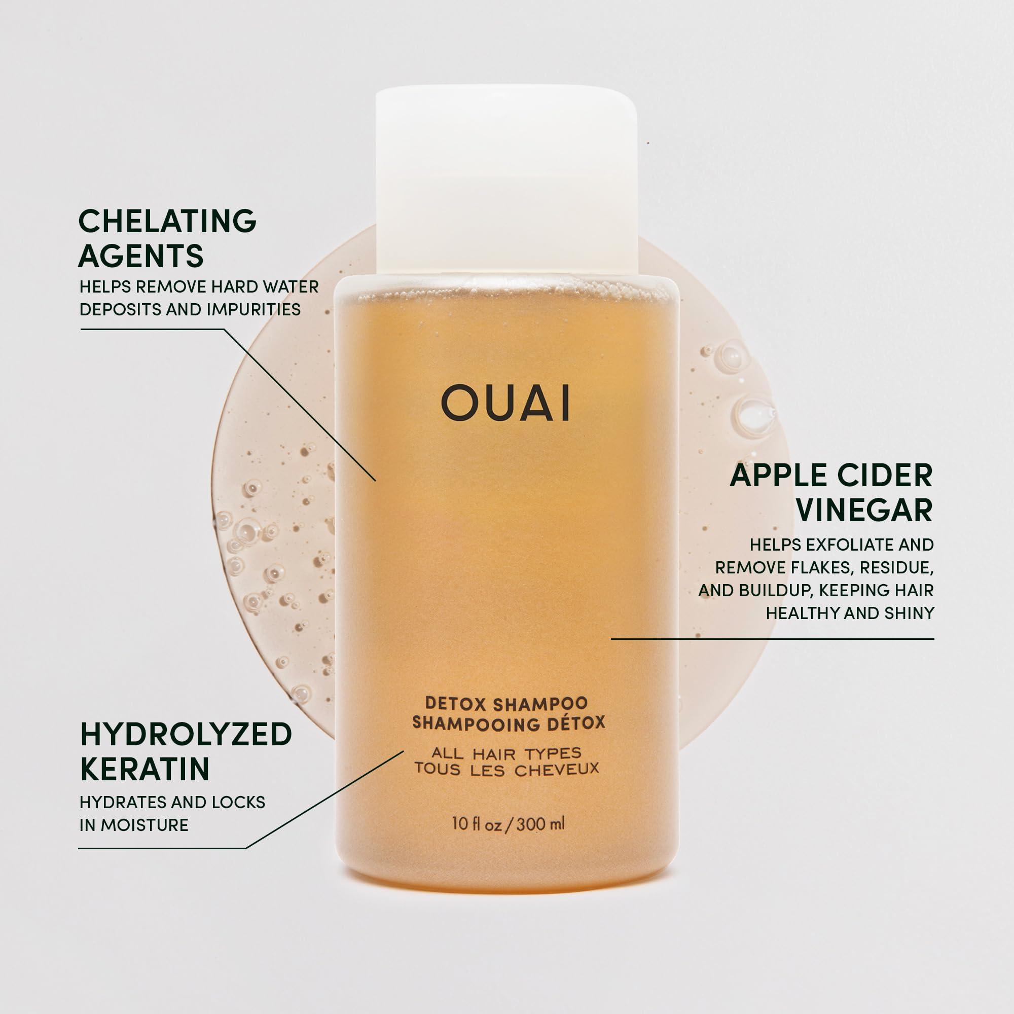 OUAI OUAI Detox Duo - Clarifying Detox Shampoo with Apple Cider Vinegar & Keratin + Foaming Scalp & Body Scrub Exfoliator that Cleanses and Removes Buildup - Sulfate-Free Hair Care (2 Count, 10 oz/8.8oz)