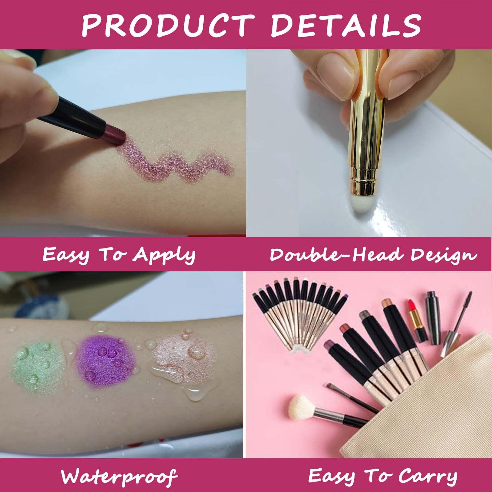 MAY FOLTREN 2 in 1 Pink Eyeshadow Stick, Cream Smooth Shimmer Hot Pink Eyeshadow Pencil, Hypoallergenic Waterproof Long Lasting Multi-Dimensional Eye Shadow Highlighter Stick Makeup Eyeliner Pen(Pink Shimmer #13)