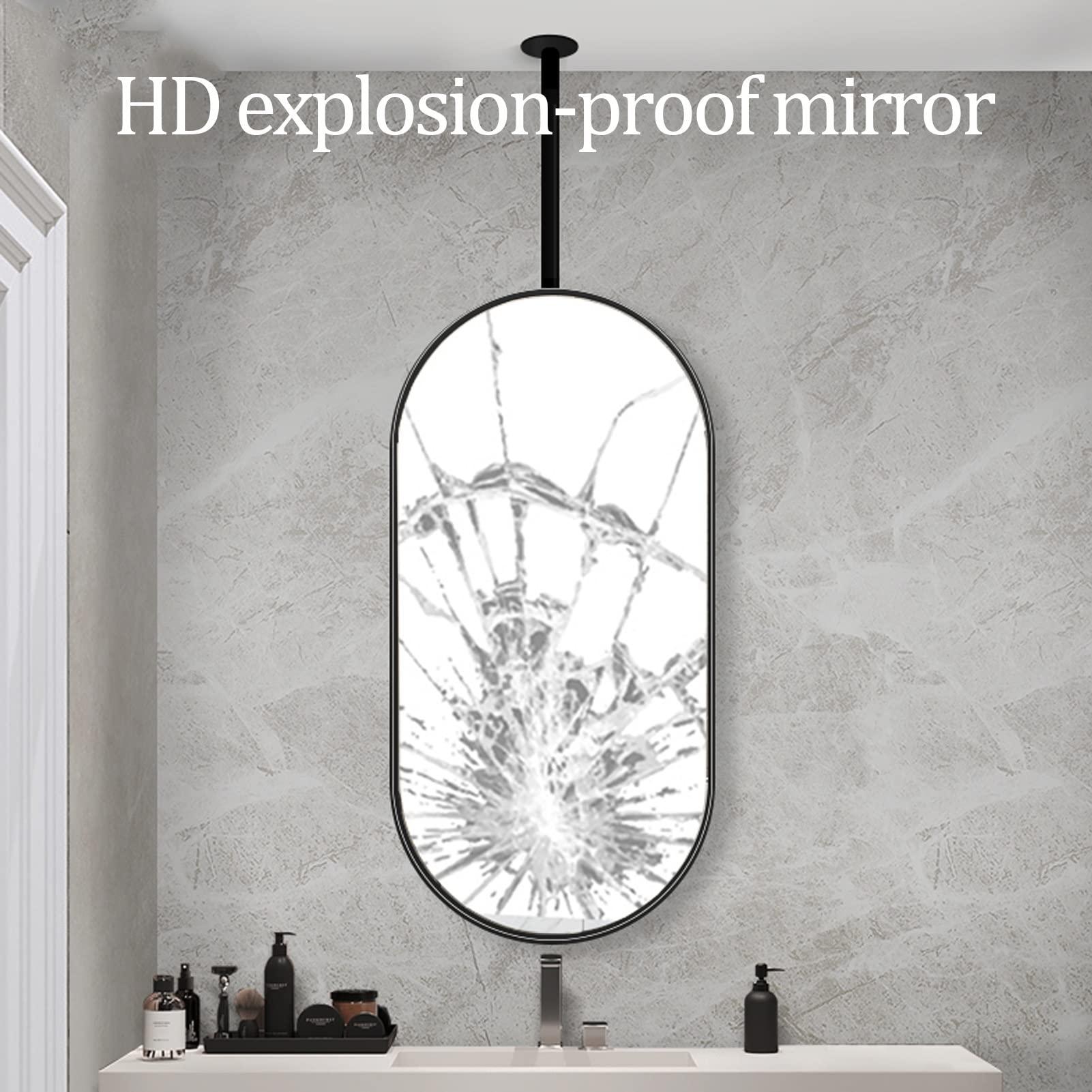 LHYZF LHYZF HD Oval Mirror for Ceiling Hanging, for Bathroom Washroom Makeup Shaving Cloakroom Bedroom Customizable Metal Boom Hanging Mirror (Size : 40cmx60cm)