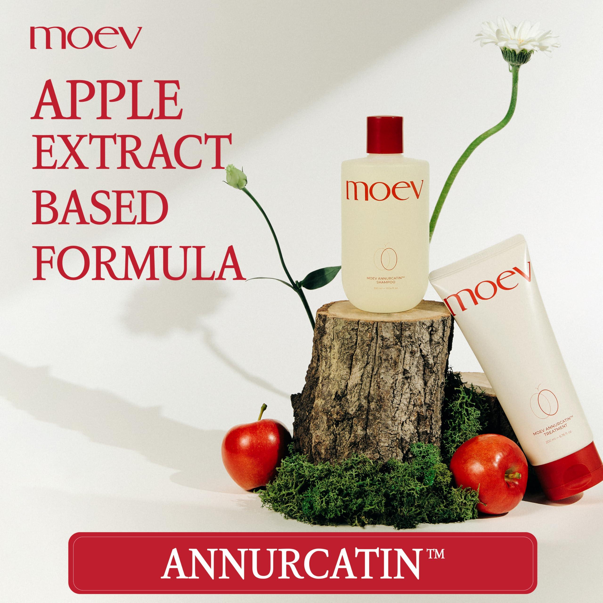 MOEV MOEV ANNURCATIN Shampoo and Conditioner Set for Women, Korean Biotin Hair Growth Volumizing Shampoo, Paraben-Free Natural Apple Wash-Off Hair Mask, Rose Thickening for Damaged Hair