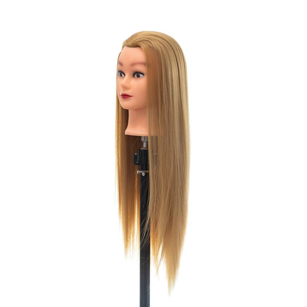 Rruaneal Cosmetology Mannequin Head Hair Styling 26-28inch Training Head Synthetic Fiber Manikin Head Doll Head with Clamp #27 Blonde 20Inch