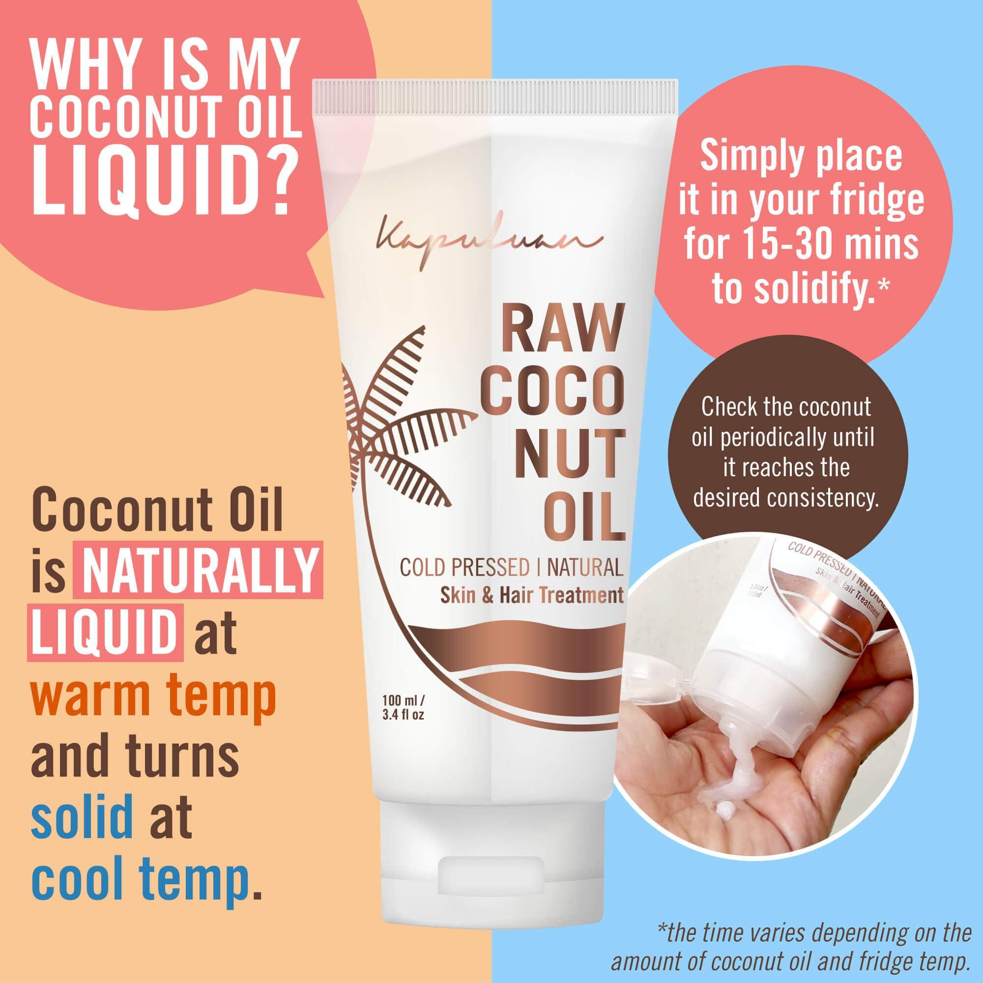 Kapuluan Raw Coconut Oil for Skin, Hair  Raw Extra Virgin Coconut Oil - Pure Unrefined Cold Pressed Oil with MCTs for Body Care, Hair Growth, Aceite de Coco Natural, Baby, Dogs, Pets 200ml