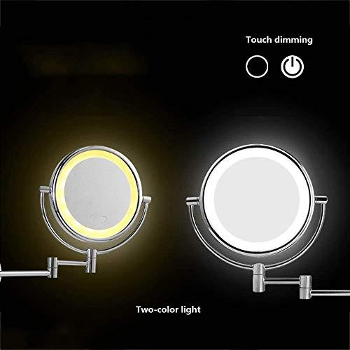 KMMK KMMK Special Mirror for Makeup,8 Inches Wall Mount Led Vanity Makeup Mirrors Double Sides 3X Magnifying Lights Dimming Hotel Bathroom Shaving Cosmetic Mirror Folding Arms Mirrors