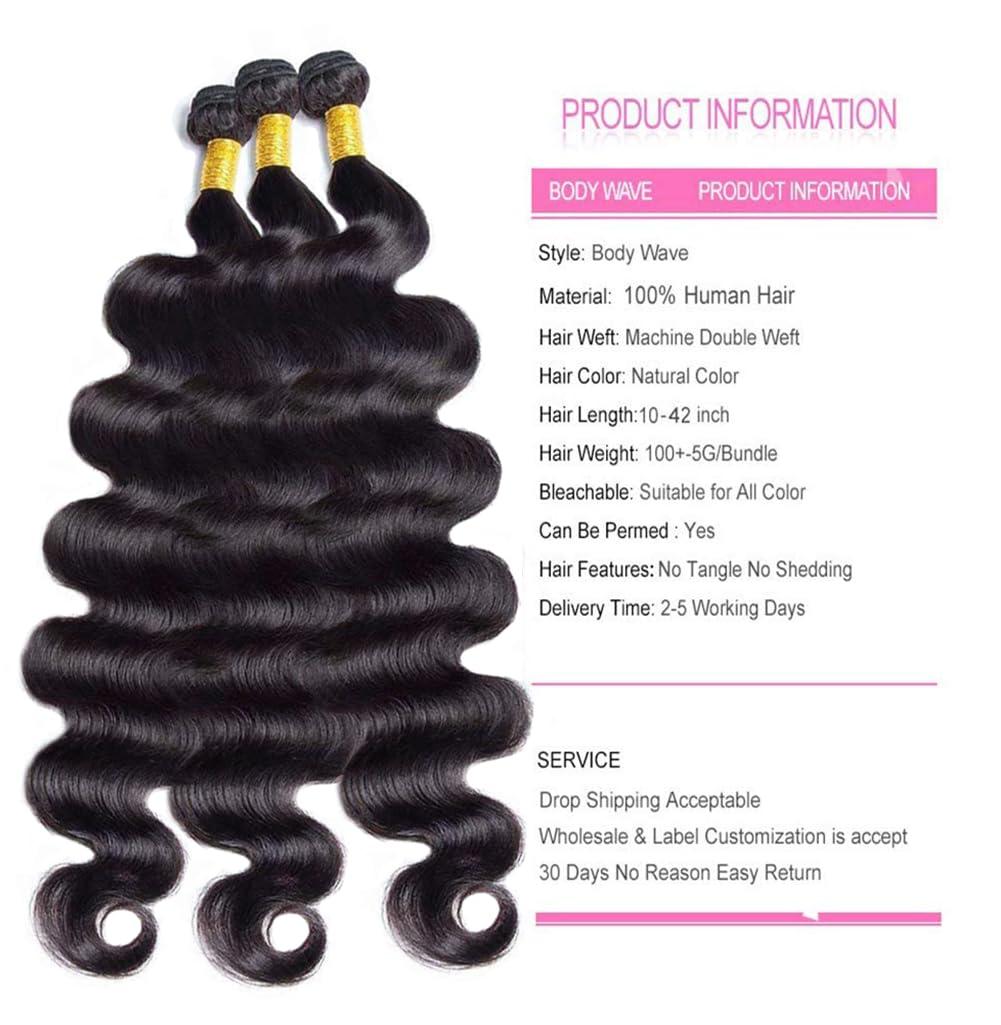 YAREESONG YAREESONG 40 Inch Bundles Body Wave Human Hair Bundles 12A Grade Brazilian Hair Bundles 100% Unprocessed Weave Bundles Human Hair40 inches bundles