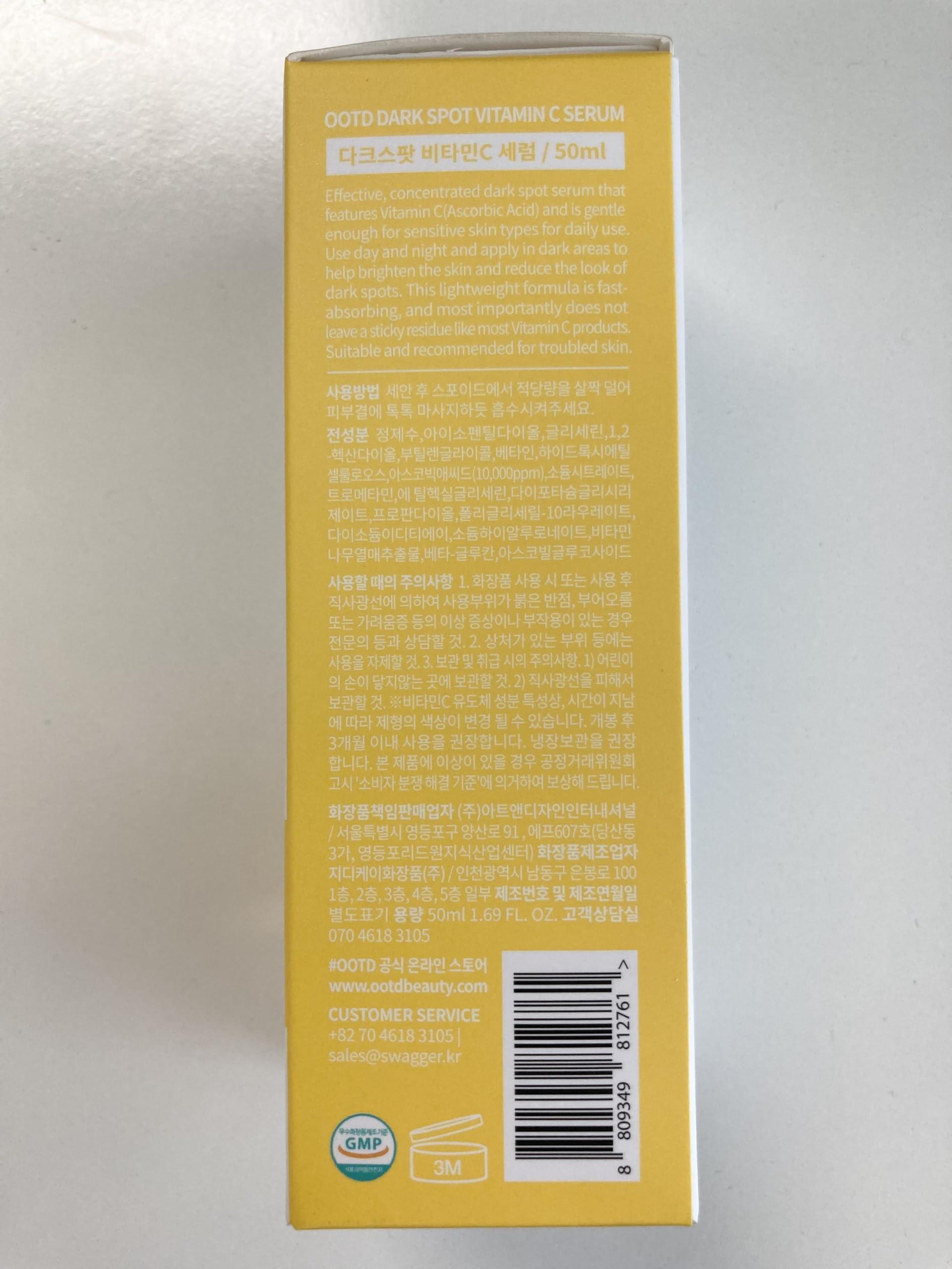 #OOTD Vitamin C Serum for Face Korean, Brightening, Ascorbic acid, Vitamin Tree Water 1.69 Fl Oz