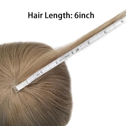 Hair Wonders Hair Wonders Toupee For Men Real Human Hair Replacement System For Men Soft Swiss Lace Mens Toupee Hairpiece For Men NPU Around Male Hair Prosthesis 7x9 Medium light density 20# LIGHT ASH BLONDE
