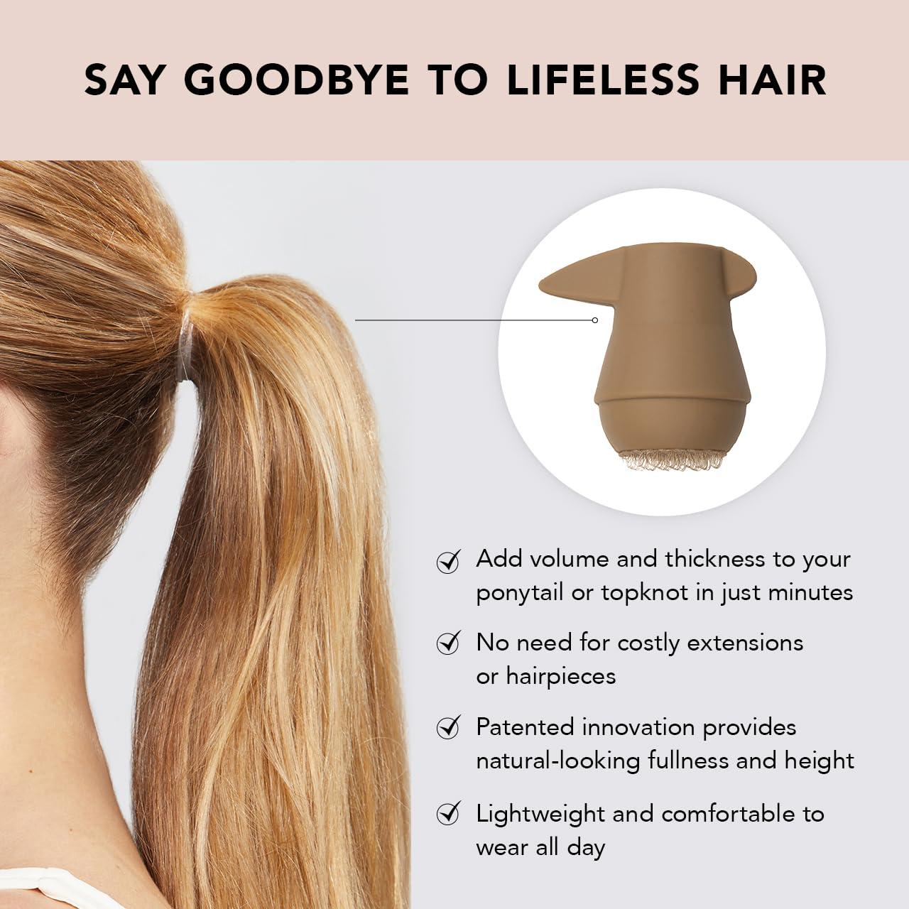 Kitsch Kitsch PONYFULL Hair Volumizer Tool - Adds Lift and Style To Your Ponytail | Hair Bun Maker for Women | Includes 3 No Snag Elastic Ties- Ideal for Daily Use or Any Occasion - (Blonde)