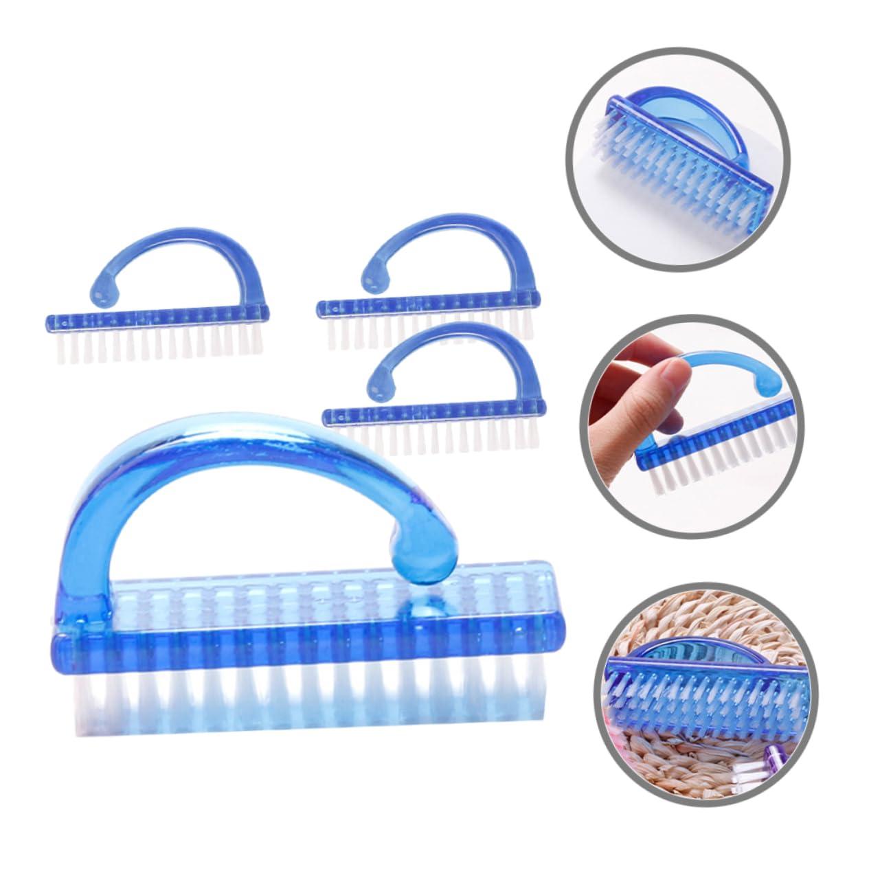 Ipetboom Ipetboom 4pcs Nail Scrub Brush Finger Manicure Scrub Brush Techniques Toe Scrubber Gel Grout Brush Nail Clipper under Brushes Nail Whitener Clean Toenail Brush Impress Block Blue Plastic