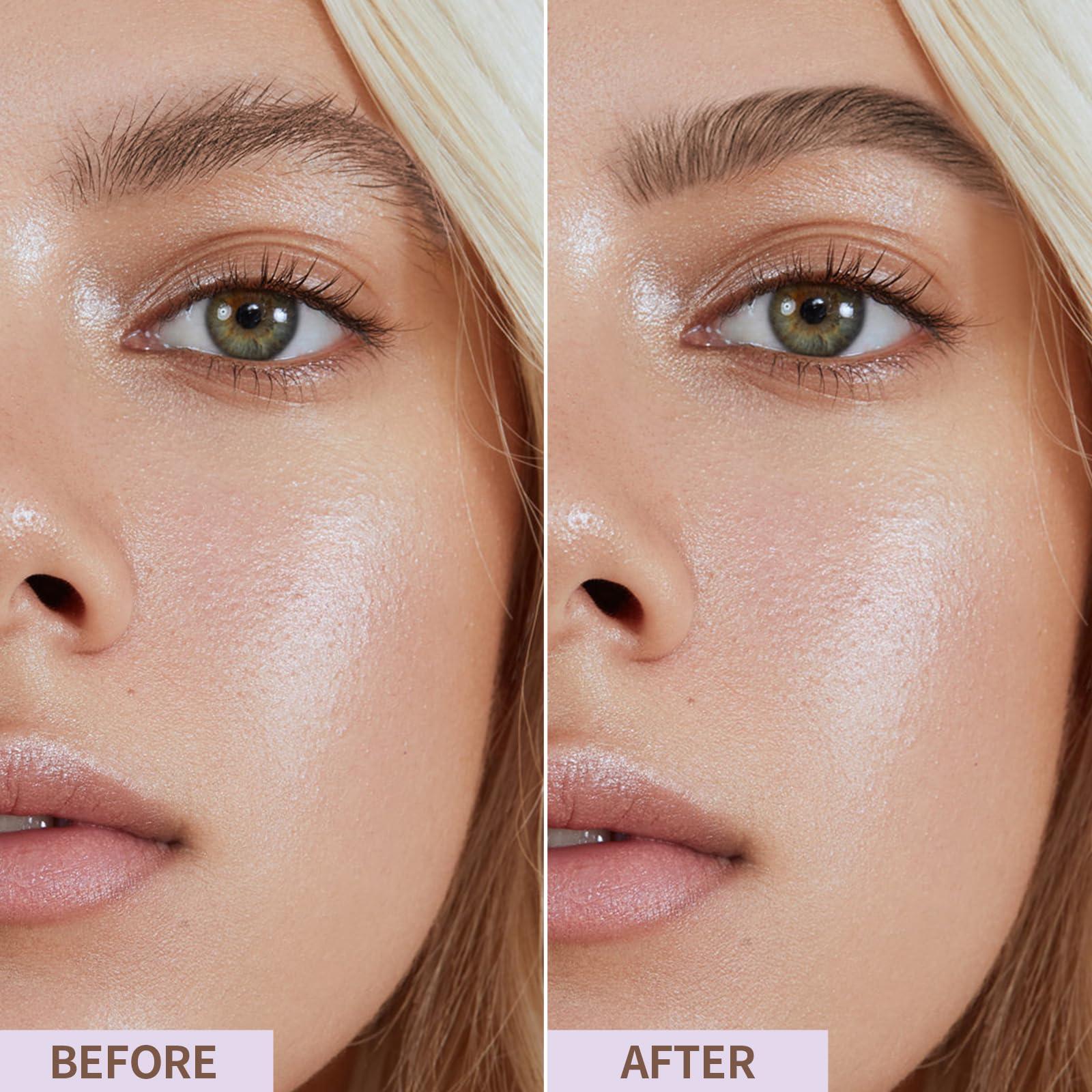 Music Flower Music Flower Eyebrow Pencil,Portable 3 in 1 Eyebrow Shaping Enhancing Kit with Brow Trimmer & Brow Brush + Replaceable Brow Refills (Light Brown)