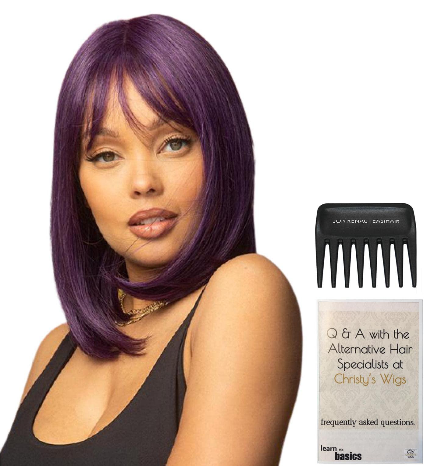 Rene of Paris & Christy's Wigs Bundle - 3 Items: Mod Sleek by Rene Paris, Christy\'s Wigs Q & A Booklet & Wide Tooth Comb - Color: Lilac Cloud