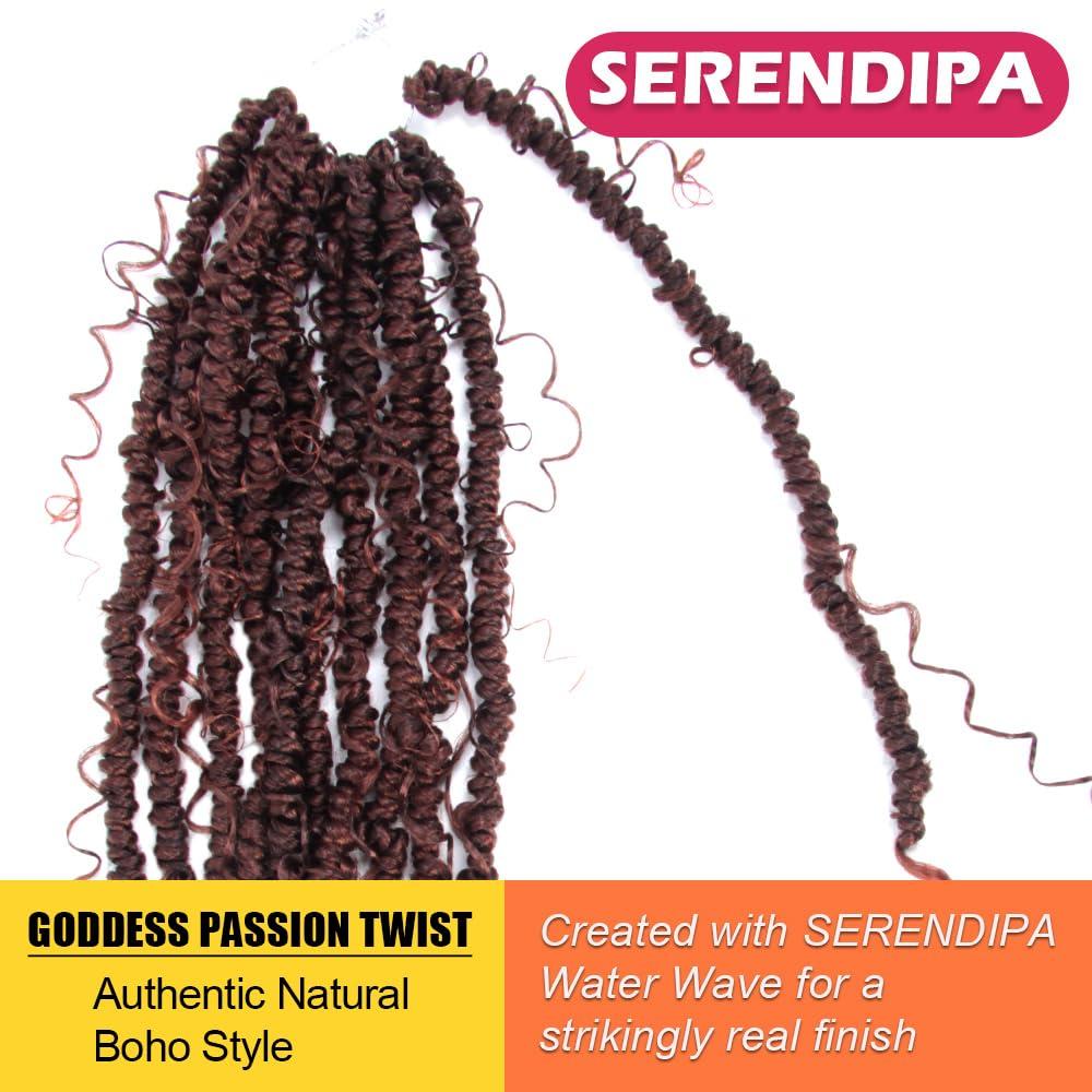 SERENDIPA SERENDIPA Goddess Passion Twist Hair with Curly End 12 Inch Short Pre-Looped Boho Style Crochet Braids Pre-twisted (8 Packs, T350)