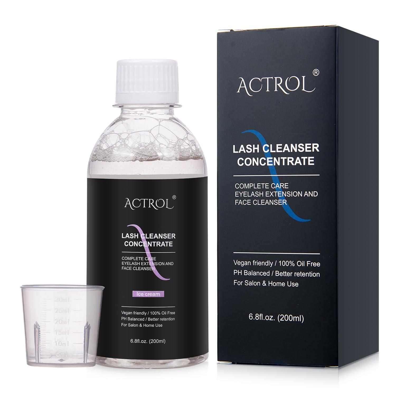 ACTROL ACTROL Eyelash Cleanser Concentrate 200ml Bubble Gum Professional Lash Shampoo Foaming Cleanser DIY Paraben & Sulfate Free Non-lrritating Wash for Extensions Lashes Care-Makes 20 Bottles