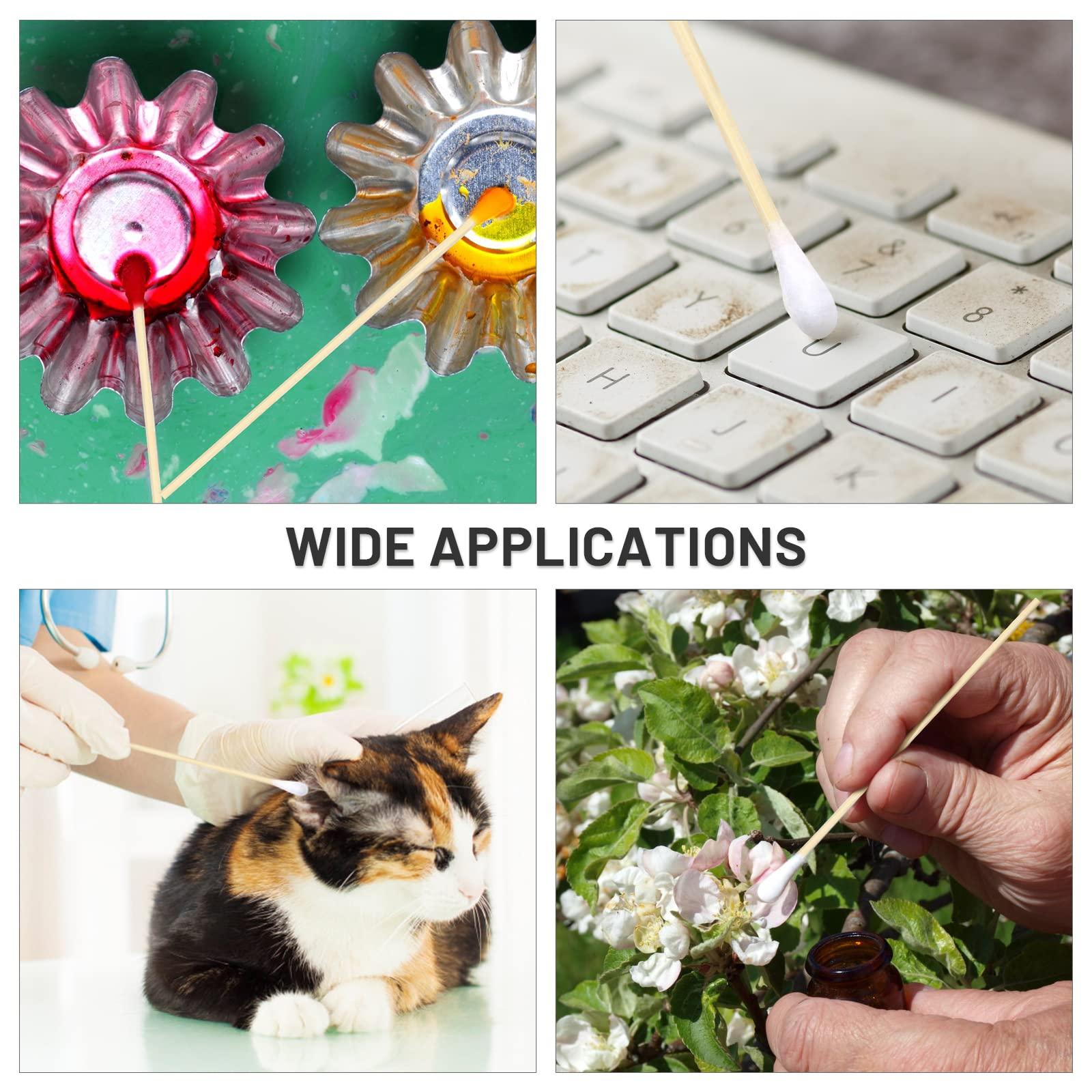 PINGMIC 1000PCS 6 inch Long Cotton Swabs - 100% Cotton Swabs with Wooden Sticks - Lint Free, Highly Absorbent Cotton Tipped Applicators for Makeup, Gun Cleaning, Pet Care