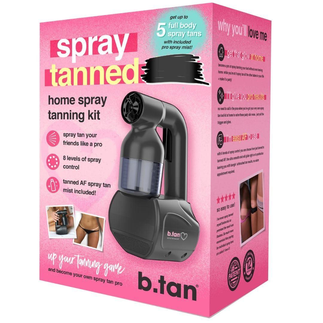 B.TAN b.tan Spray Tan Kit | At Home Spray Tanning Kit, Includes Spray Tan Machine, Tanning Applicator Mitt, 8 Fl Oz Solution Mist