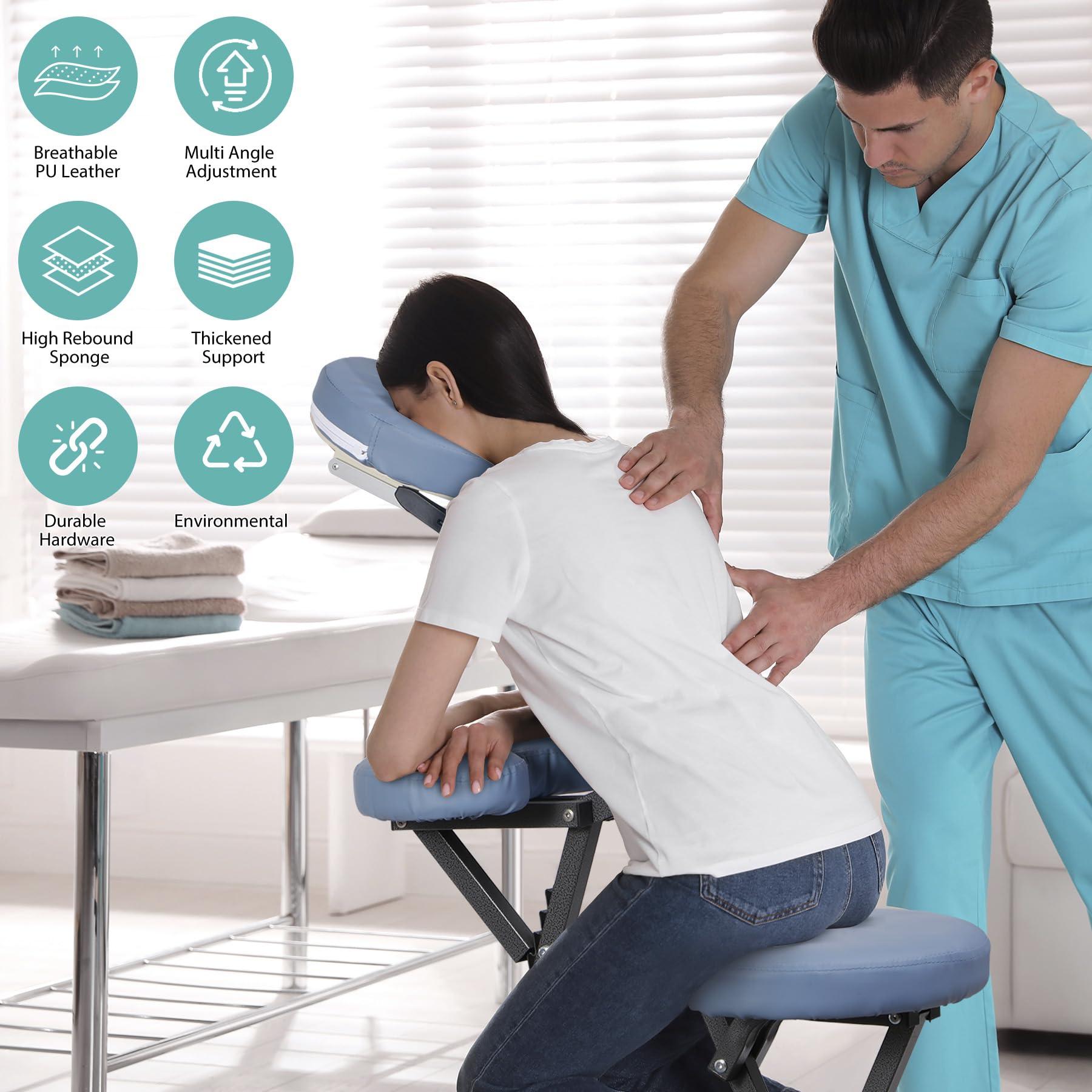 ZENY ZENY Massage Chair Portable, Tattoo Chair, 4 in Thick Foam Therapy Chair, Adjustable Spa Salon Folding Massage Chair with Face Cradle for Client, with Carring Bag