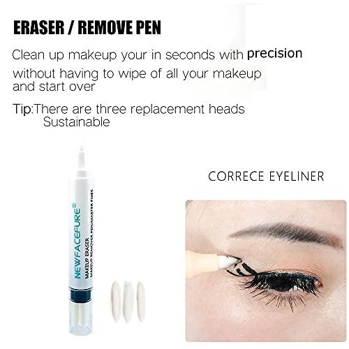 Newfacefure Makeup Remover Eraser Pen, Newfacefure Eye Make Up Corrector, Easy to Remove and Correction Magnetic Eyeliner Fixer, Extract for Sensitive Skin Original(WHITE)
