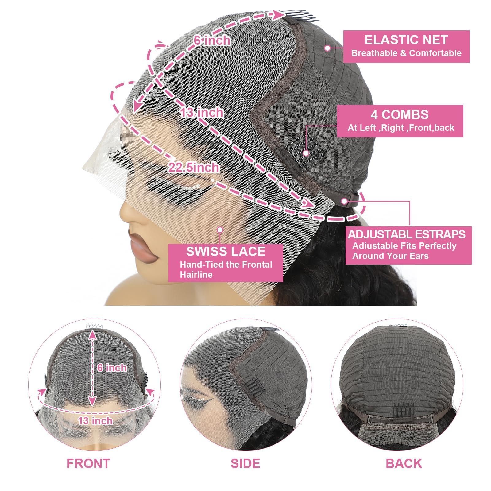 WXG 26 Inch 13x6 Body Wave Lace Front Wigs Human Hair Pre Plucked HD Transparent Lace Frontal Glueless Wigs Human Hair with Baby Hair for Women